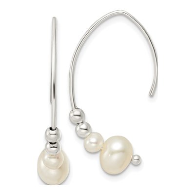 Sterling Silver Simulated Pearl Glass Threader Earrings