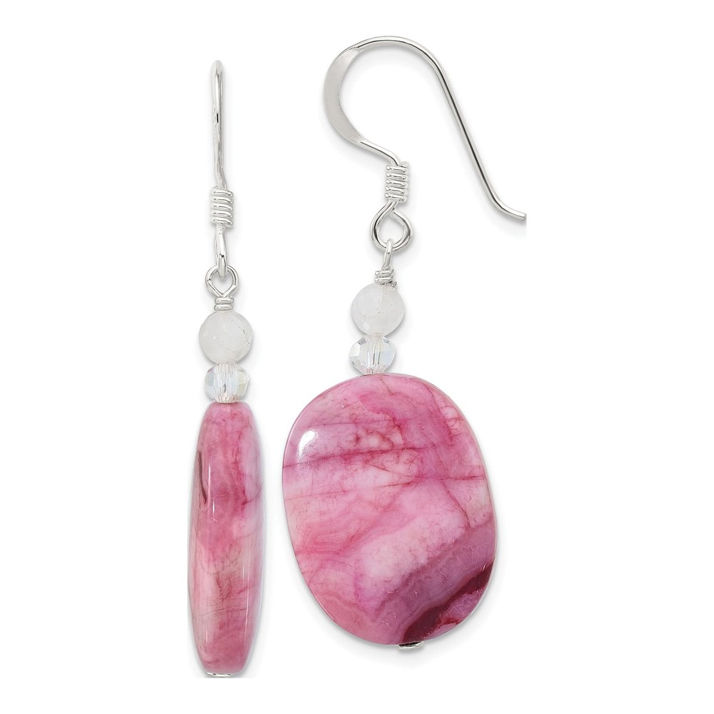 Sterling Silver Agate & Crystal Dangle Earrings