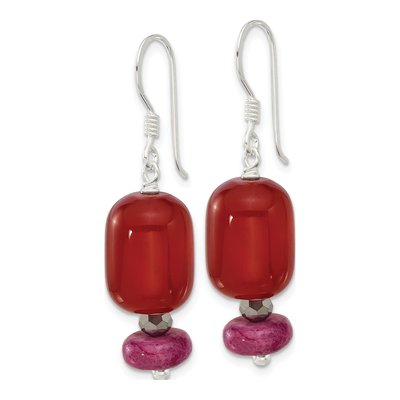 Sterling Silver Carnelian Serpentine Dangle Earrings – view 3
