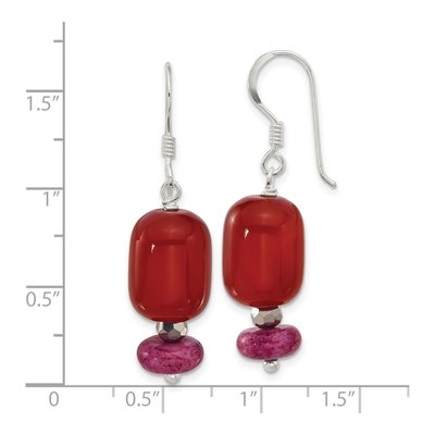 Sterling Silver Carnelian Serpentine Dangle Earrings – view 5