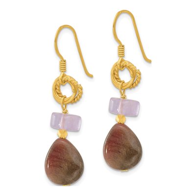 Gold-Plated Sterling Silver Amethyst Dangle Earrings – view 2