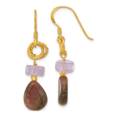 Gold-Plated Sterling Silver Amethyst Dangle Earrings