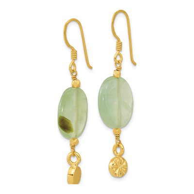 Gold-Plated Sterling Silver Prehnite Dangle Earrings – view 2