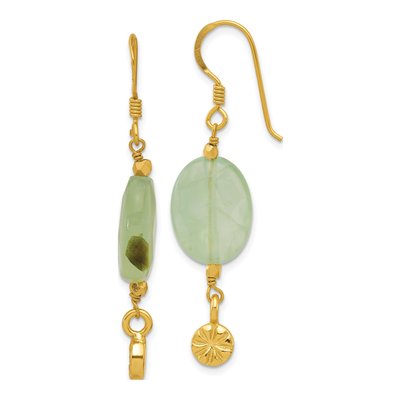 Gold-Plated Sterling Silver Prehnite Dangle Earrings