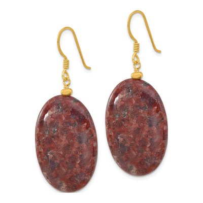 Gold-Plated Sterling Silver Brown Jasper Dangle Earrings – view 3