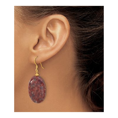 Gold-Plated Sterling Silver Brown Jasper Dangle Earrings – view 4