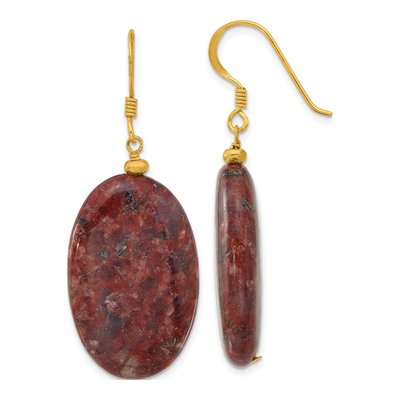 Gold-Plated Sterling Silver Brown Jasper Dangle Earrings