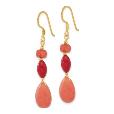 Gold-Plated Sterling Silver Coral Jade Dangle Earrings – view 3
