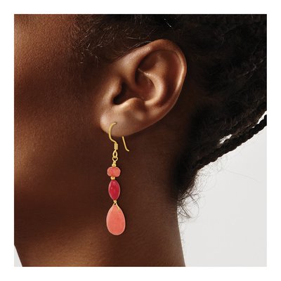 Gold-Plated Sterling Silver Coral Jade Dangle Earrings – view 4