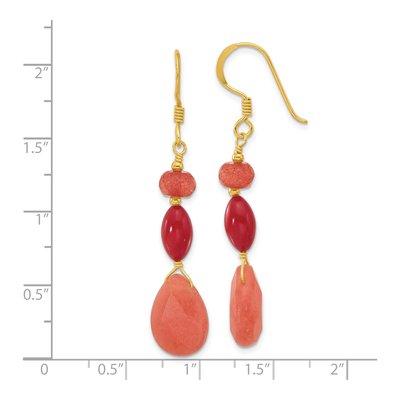 Gold-Plated Sterling Silver Coral Jade Dangle Earrings – view 5