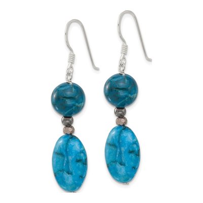 Sterling Silver Crystal Hematite Howlite Dangle Earrings – view 2