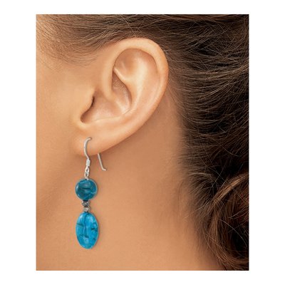 Sterling Silver Crystal Hematite Howlite Dangle Earrings – view 3