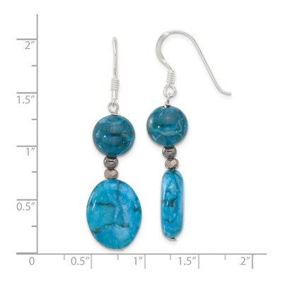 Sterling Silver Crystal Hematite Howlite Dangle Earrings – view 4