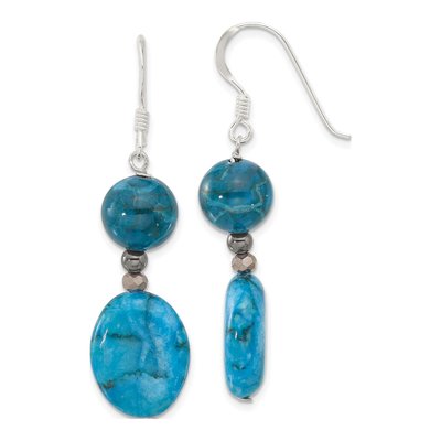Sterling Silver Crystal Hematite Howlite Dangle Earrings