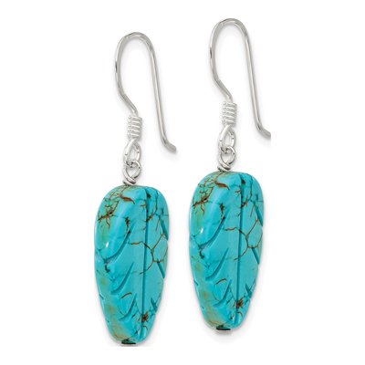 Sterling Silver Blue Magnesite Leaf Dangle Earrings – view 2