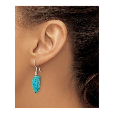Sterling Silver Blue Magnesite Leaf Dangle Earrings – view 3
