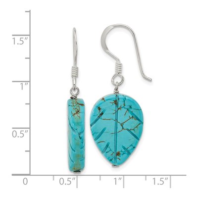 Sterling Silver Blue Magnesite Leaf Dangle Earrings – view 4