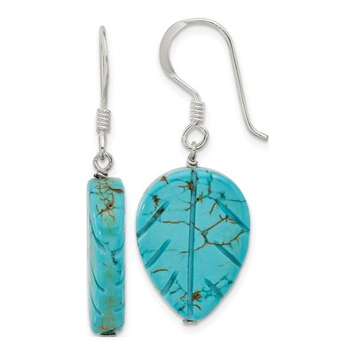 Sterling Silver Blue Magnesite Leaf Dangle Earrings