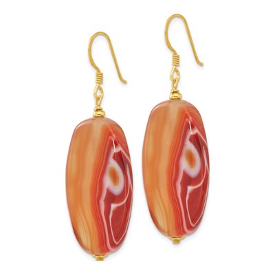 Gold-Plated Sterling Silver Red Sardonyx Dangle Earrings – view 2