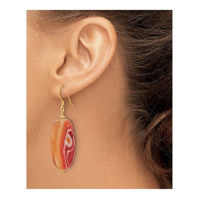 Gold-Plated Sterling Silver Red Sardonyx Dangle Earrings – view 3
