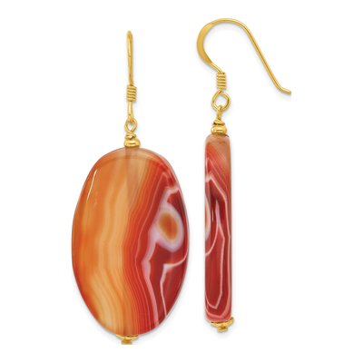 Gold-Plated Sterling Silver Red Sardonyx Dangle Earrings