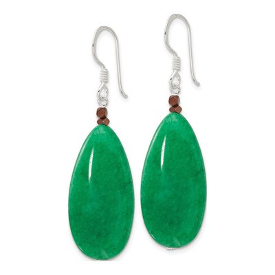 Sterling Silver Green Jade Hematite Dangle Earrings – view 3