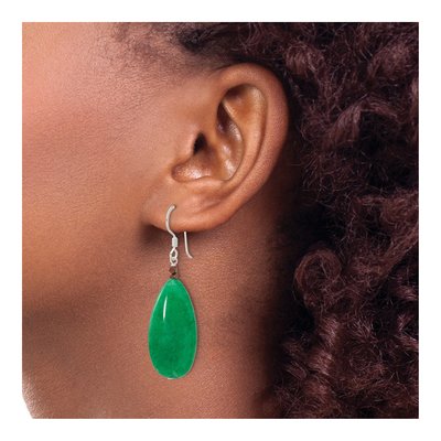 Sterling Silver Green Jade Hematite Dangle Earrings – view 4