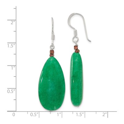 Sterling Silver Green Jade Hematite Dangle Earrings – view 5