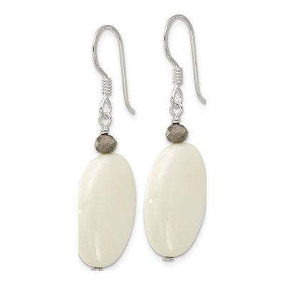 Sterling Silver Mother of Pearl & Crystal Dangle Earrings – view 2