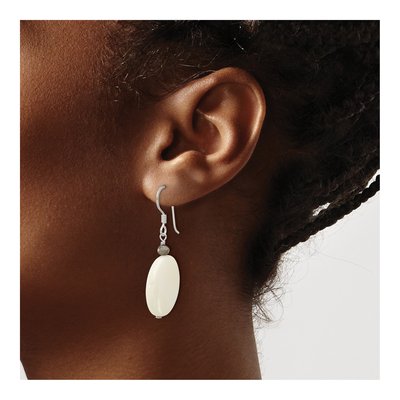 Sterling Silver Mother of Pearl & Crystal Dangle Earrings – view 3