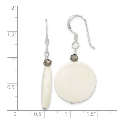 Sterling Silver Mother of Pearl & Crystal Dangle Earrings – view 4