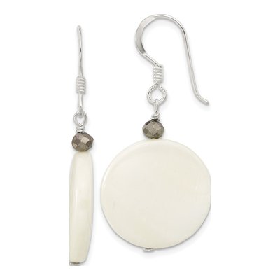 Sterling Silver Mother of Pearl & Crystal Dangle Earrings