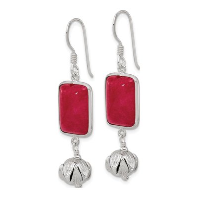 Sterling Silver Red Jade Dangle Earrings – view 2