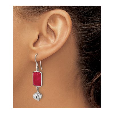 Sterling Silver Red Jade Dangle Earrings – view 3