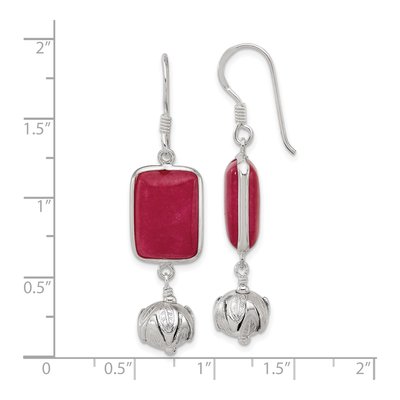 Sterling Silver Red Jade Dangle Earrings – view 4