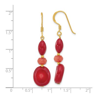 Gold-Plated Sterling Silver Coral Jade Dangle Earrings – view 4