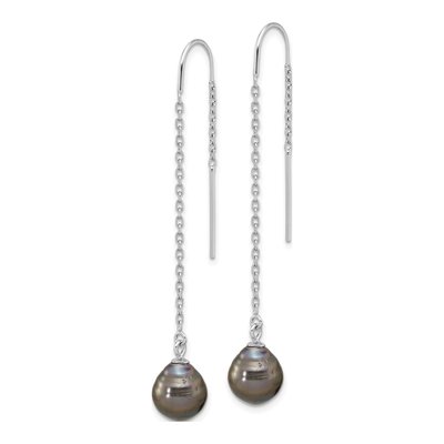 Sterling Silver Black Tahitian Cultured Pearl Threader Earrings – view 2