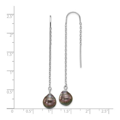 Sterling Silver Black Tahitian Cultured Pearl Threader Earrings – view 4