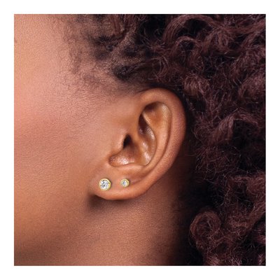 Sterling Silver CZ Bezel Stud Earrings Set, 2 Pairs – view 3