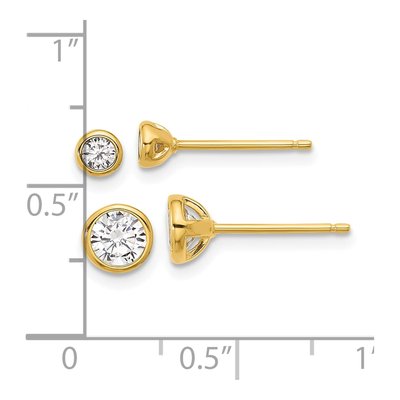 Sterling Silver CZ Bezel Stud Earrings Set, 2 Pairs – view 4