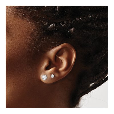 Sterling Silver CZ Bezel Stud Earrings Set – view 4