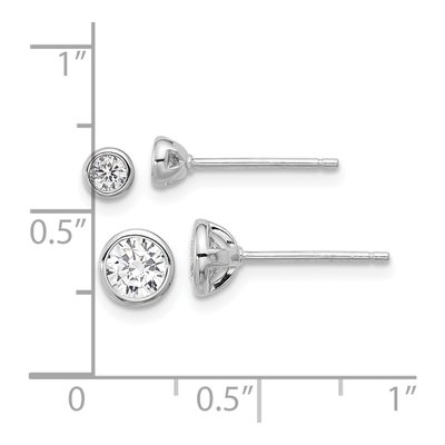 Sterling Silver CZ Bezel Stud Earrings Set – view 5