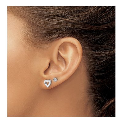 Sterling Silver CZ & Heart Stud Earrings Set – view 5
