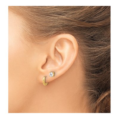Sterling Silver Gold-Tone Huggie & CZ Stud Earring Set – view 4