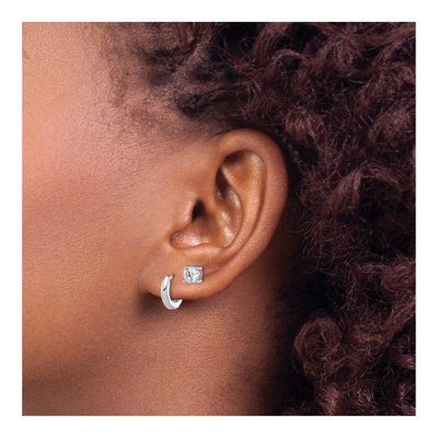 Sterling Silver Huggie Hoop & CZ Stud Earring Set – view 5