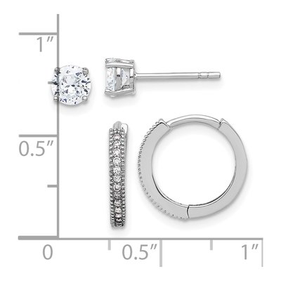 Sterling Silver CZ Hoop & Stud Earring Set – view 5