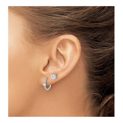 Sterling Silver CZ Stud & Hoop Earring Set – view 4
