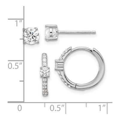 Sterling Silver CZ Stud & Hoop Earring Set – view 5