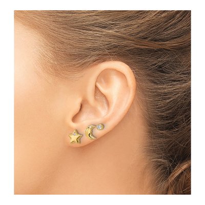 Sterling Silver CZ Moon, Star & Round Stud Earring Set – view 4