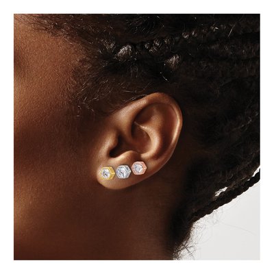 Sterling Silver CZ Stud Earring Set of 3 – view 4